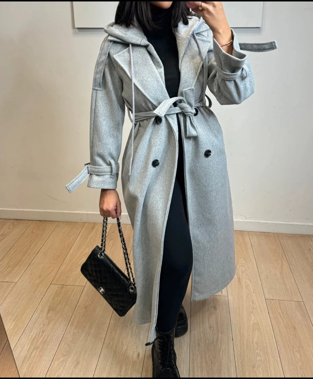 Manteau trench a capuche