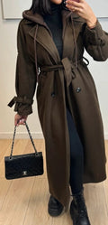 Manteau trench a capuche