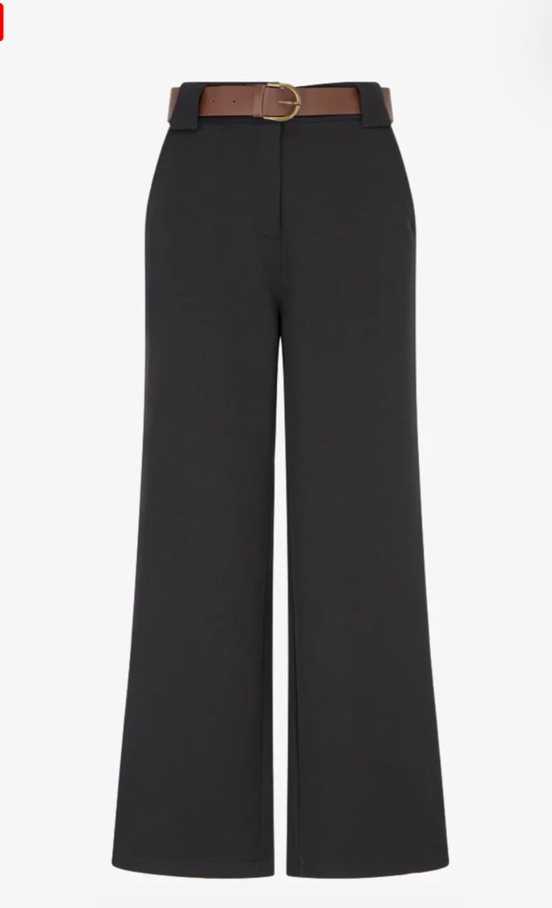Pantalon droit taille élastique avec ceinture