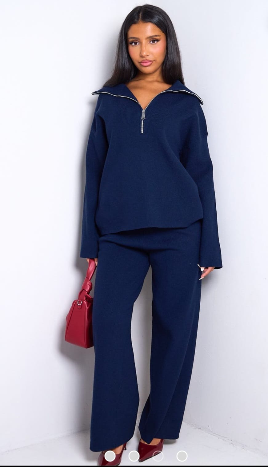 Ensemble 2 pièces en laine pull à col zippé.