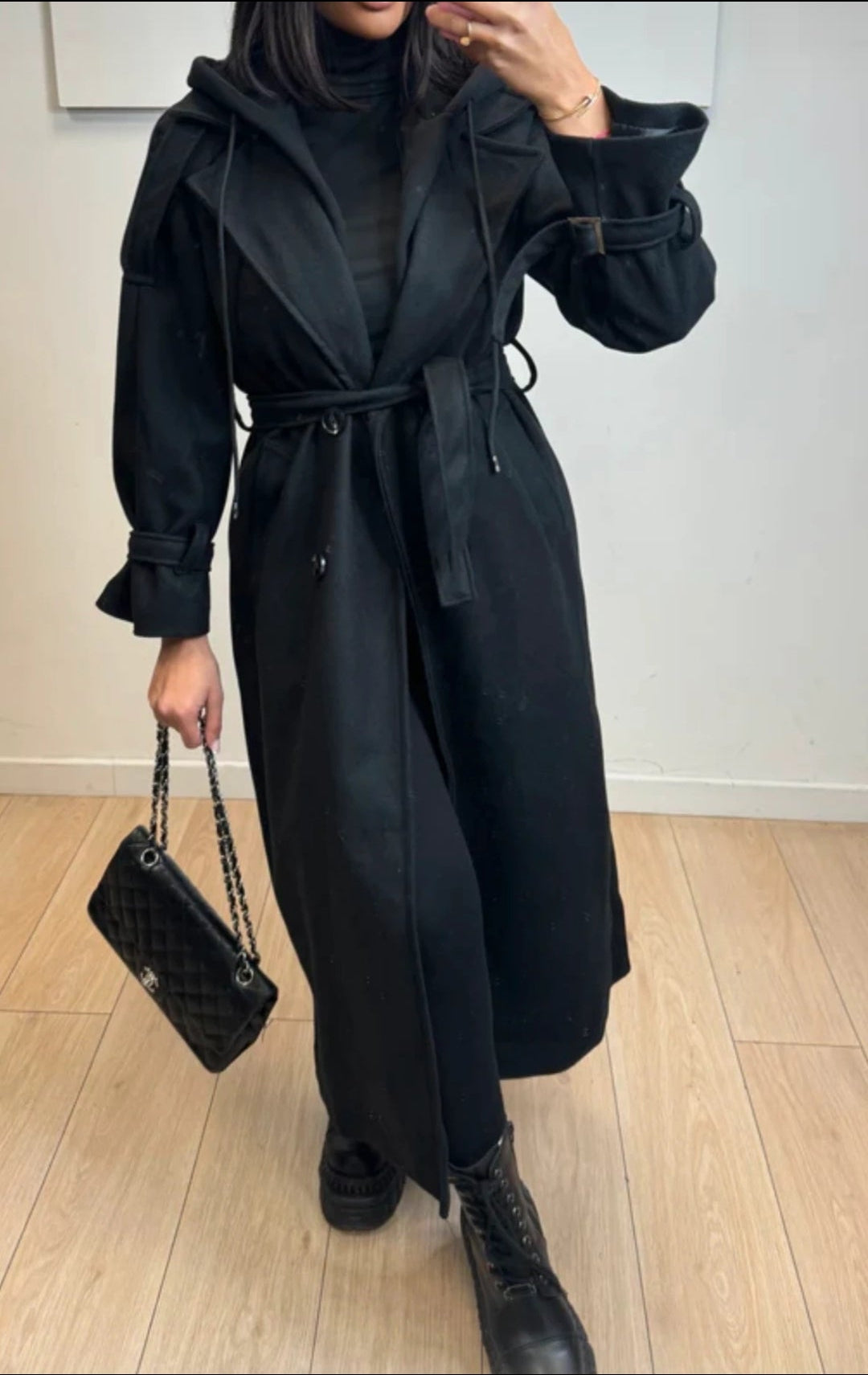 Manteau trench a capuche