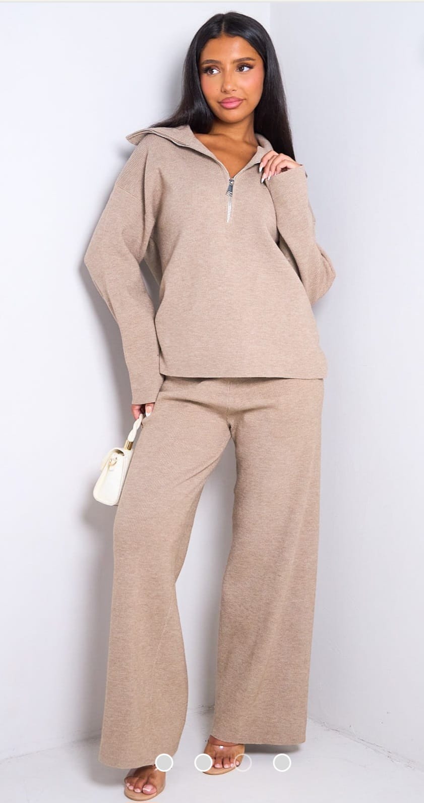 Ensemble 2 pièces en laine pull à col zippé.