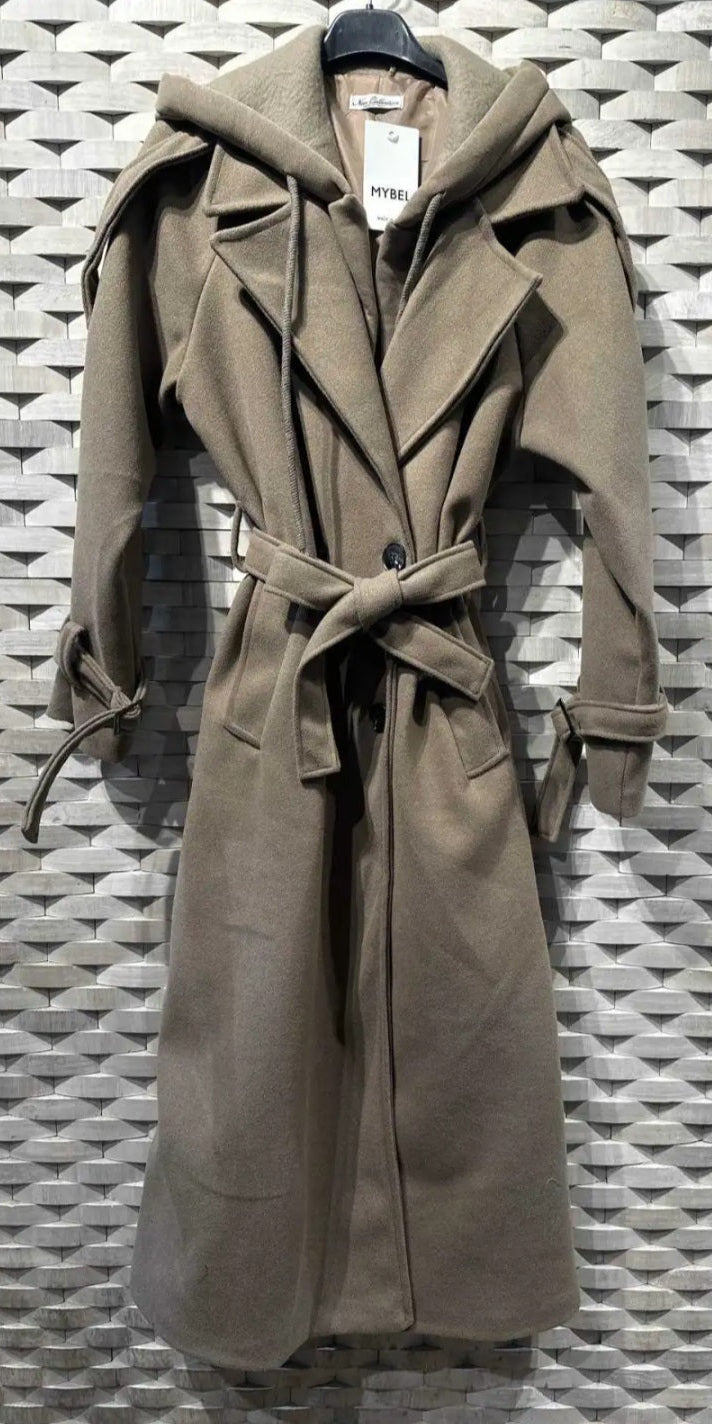 Manteau trench a capuche