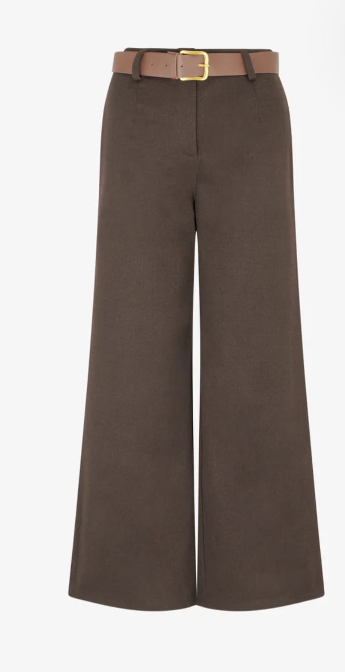 Pantalon droit taille élastique avec ceinture