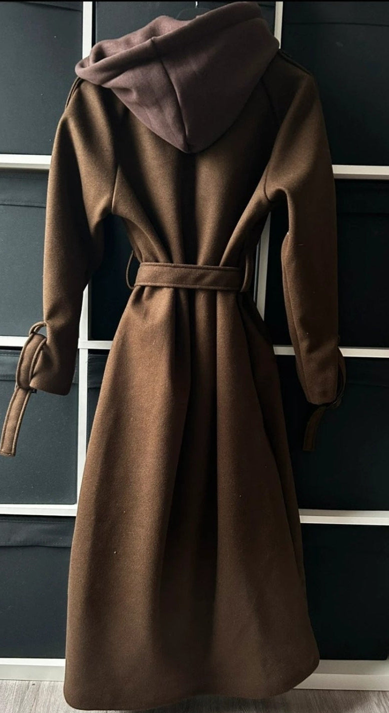 Manteau trench a capuche