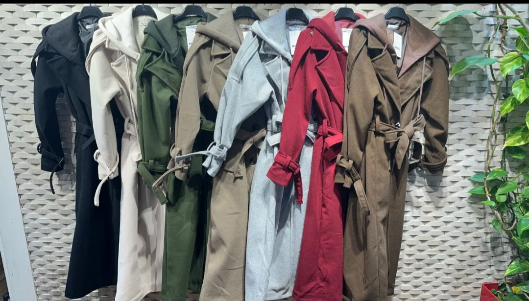 Manteau trench a capuche