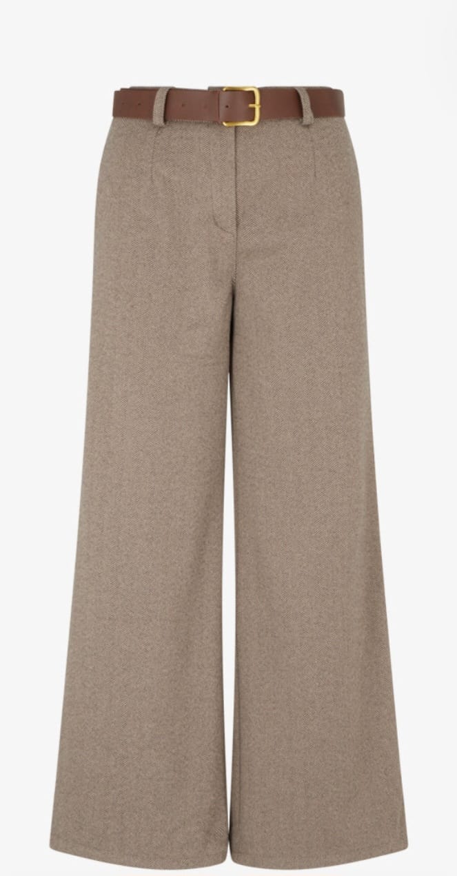 Pantalon droit taille élastique avec ceinture