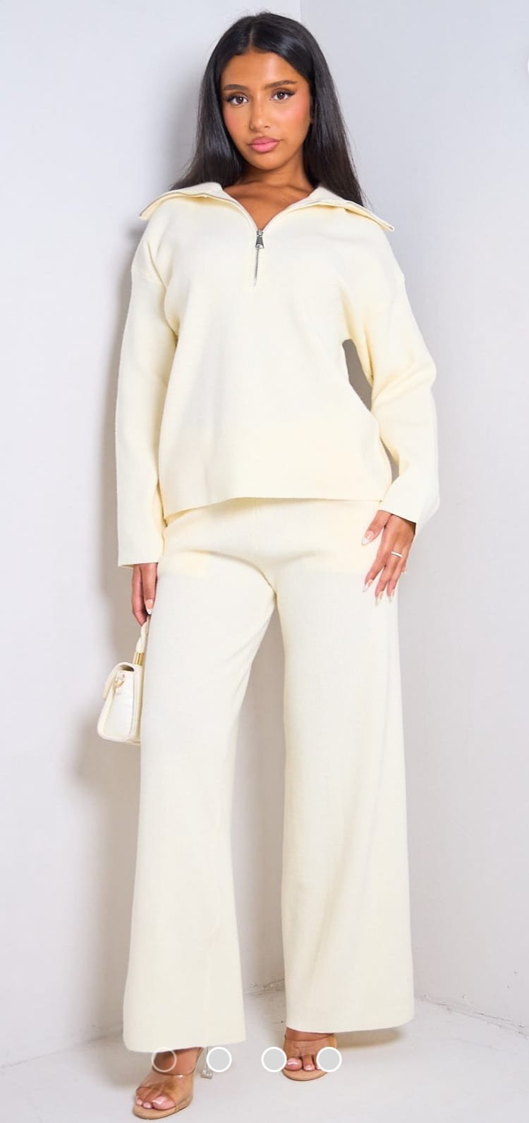 Ensemble 2 pièces en laine pull à col zippé.