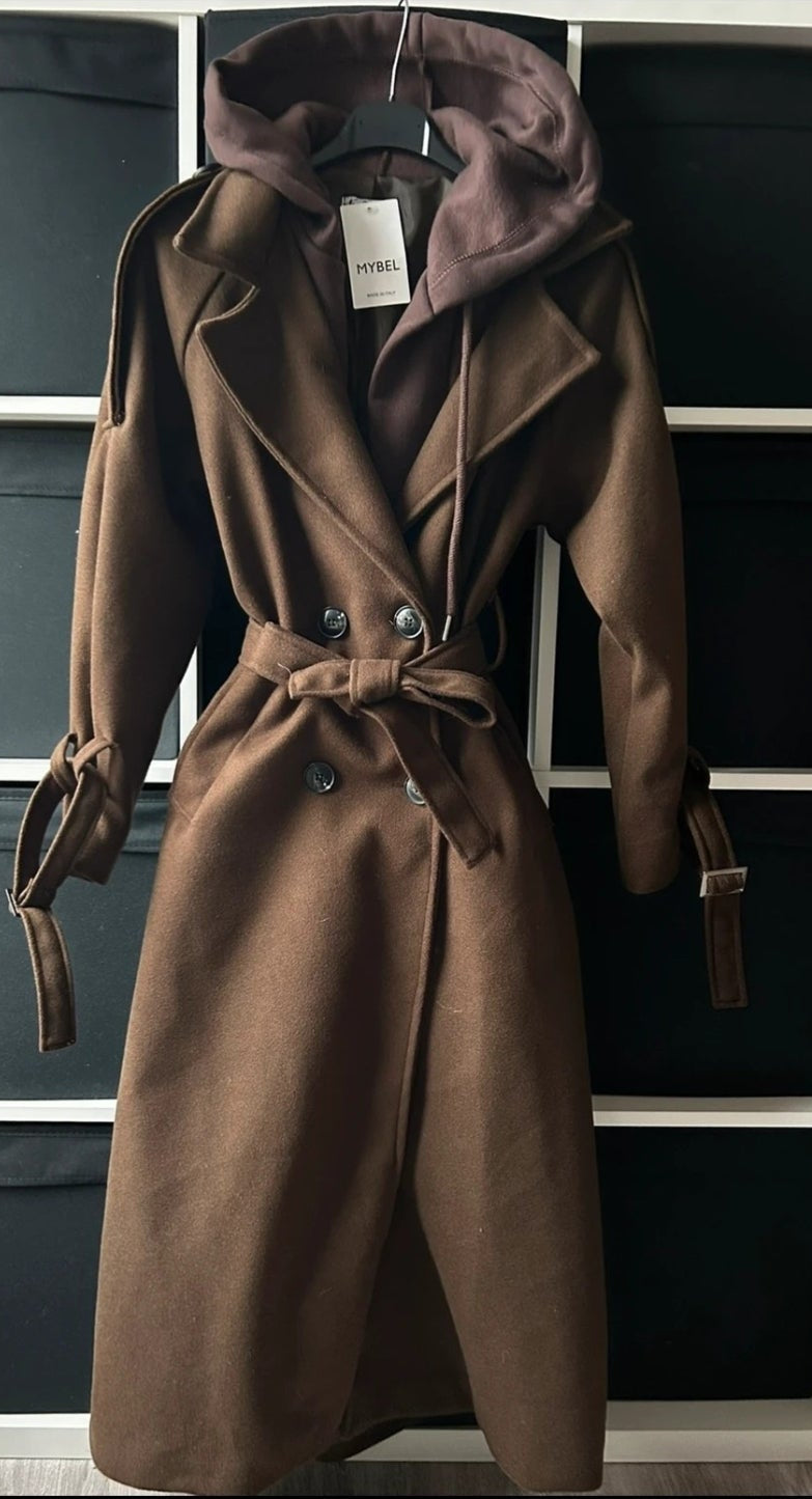 Manteau trench a capuche